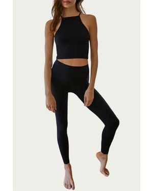 By Together Ribbed Cross-Back Stretch-Jersey Top - Black