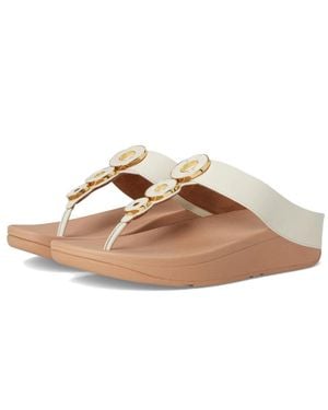 Fitflop Fino Flip Flop Womensbeige Leather Resin-Hoop Slip On Sandal Zogg1483 - Brown