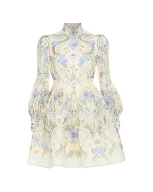 Zimmermann Rhythm Poppy Bead Embellished Linen Silk Dress - Green