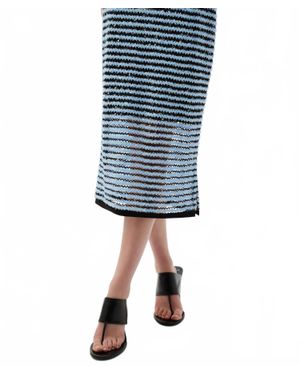 Joseph Ribkoff Textured Stripe Midi Pencil Skirt - Blue