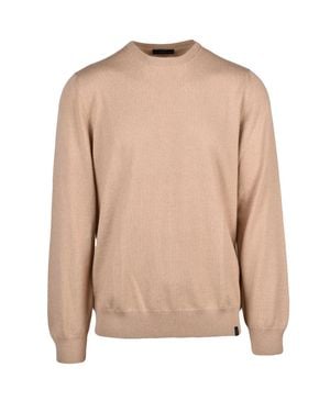 Fay Virgin Wool Crewneck Sweater - Natural