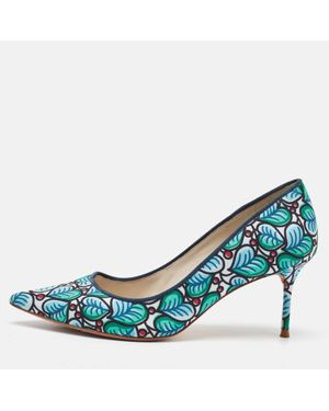 Sophia Webster For J. Crew Multicolor Printed Fabric Pointed Toe Pumps - Blue