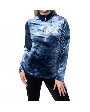 Sno Skins Tie Dyed Velvet Quarter Zip Top - Blue