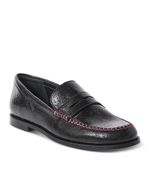 Free People Blanket Stitch Penny Loafers 8.5M Leather Shoes Hawk2735 - Black