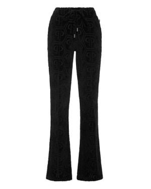 Philipp Plein Flared Jogging Pants Jacquard Monogram - Black