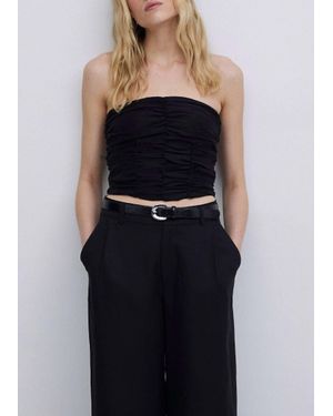 Yerse Draped Camisole Top - Black
