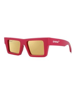 Off-White c/o Virgil Abloh Sunglasses Square Full Rim, Havana Frame And Dark Lens Nassau6055 - Red