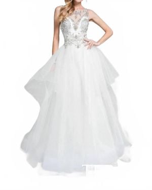 Terani Long Ball Gown - White
