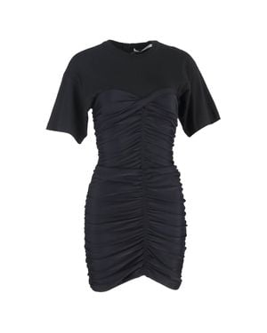 Alexander Wang T Ruched Short Sleeve Mini Dress - Black