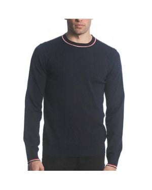 Postmarc Silk And Tencel Textured Knit Crew Sweater - Blue