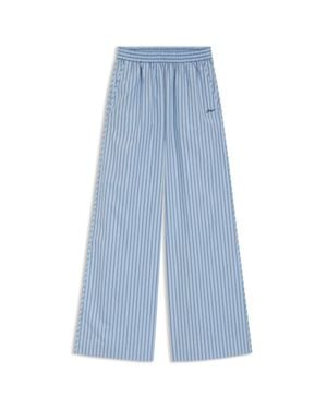BOSS Cotton-Poplin Pants With Vertical Stripe - Blue