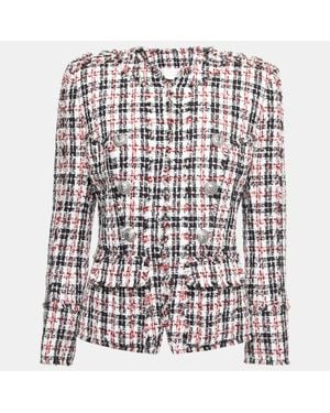 Balmain Tweed Button Embellished Jacket M - White