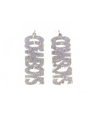 Jamie's Jems Design Dallas Cowboys Glitter Acrylic Earrings With Seed Bead Post - White