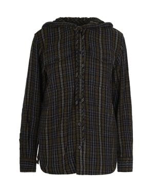 P.A.R.O.S.H. Tartan Pattern Shirt With Hood And Sequin Accents - Black