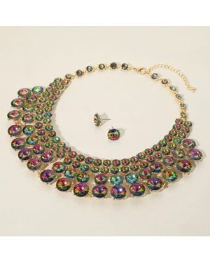 Fashnzfab Bubble Stone Evening Necklace - Metallic