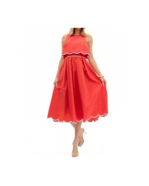 Style USA Dutch Tulips Midi Dress - Red