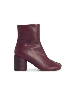 MM6 by Maison Martin Margiela Anatomic' Burgundy Leather Ankle Boots - Purple