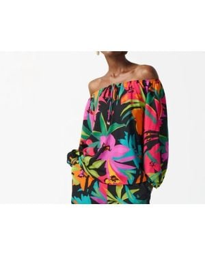 Joseph Ribkoff Off Shoulder Tie Blouse - Black