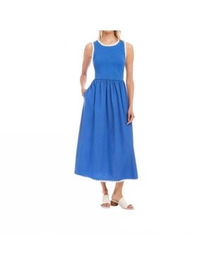 Karen Kane Sleeveless Edge Stitch Contrast Midi Dress - Blue