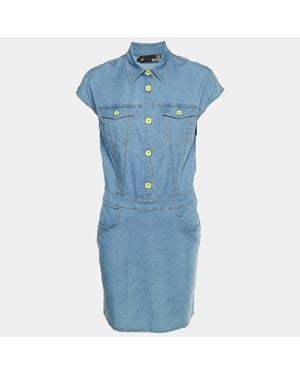 Love Moschino Denim Knee Length Shirt Dress - Blue