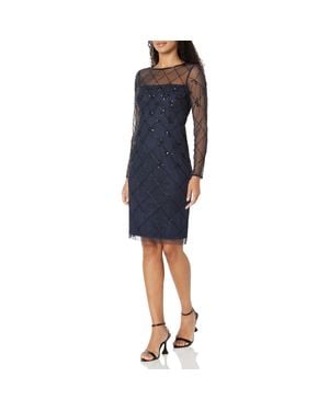 Adrianna Papell Mesh Pattern Sheath Dress - Blue
