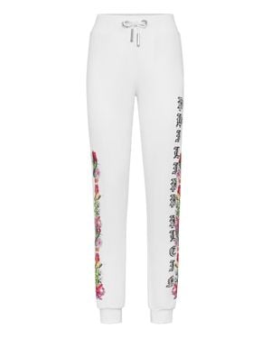 Philipp Plein Jogging Pants Flowers - White