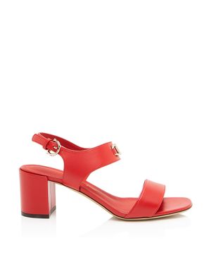 Ferragamo Leather Gancini Cayla Sandals - Red