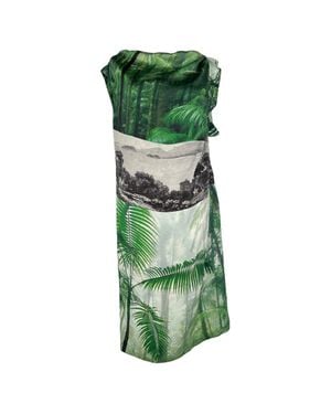 Dries Van Noten Palm Print Midi Dress - Green