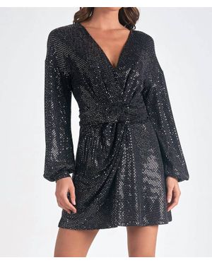 Elan Sparkle V-Neck Dress - Black