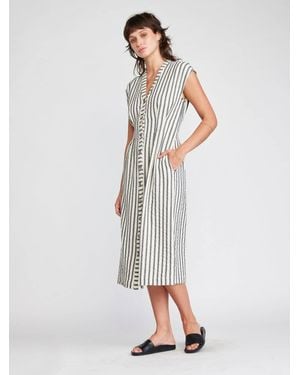 Self Contrast Jamila Button Front Midi Dress - White