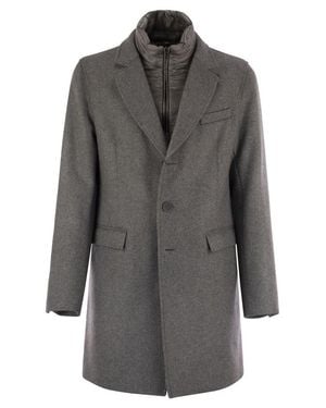 Herno Wool Coat With Bib - Gray