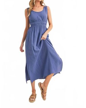 AEMI + CO Gauze Slit Sleeveless Open Back Dress - Blue