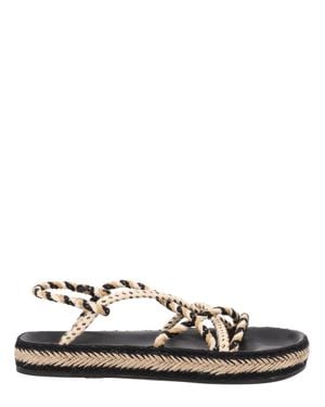 Isabel Marant Kitza Cotton Braided Strap Sandals - Gray