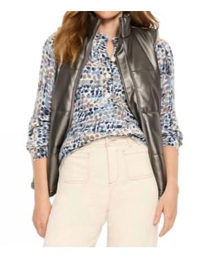 NIC+ZOE Metallic Faux Leather Puffer Vest - Gray