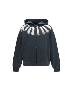 Palm Angels Relaxed Fit Zip-Up Cotton Hoodie - Blue