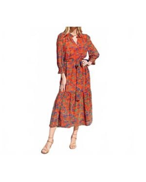 J joy Odessa Split-Neck Maxi Dress - Red