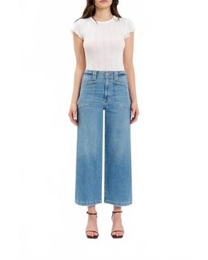 DAZE Valley Girl High Rise Patch Pocket Ankle Jeans - Blue