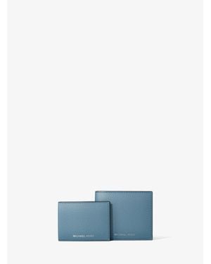 Michael Kors Outlet Cooper Pebbled Leather Billfold Wallet With Passcase - Blue