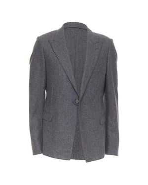 Lanvin Speckled Wool Exposed Darts Single Button Blazer Eu50 L - Gray