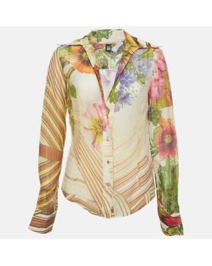 Roberto Cavalli Floral Print Chiffon Shirt - Multicolor