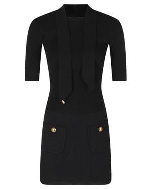 Elisabetta Franchi Fitted Viscose-Blend Knit Dress - Black