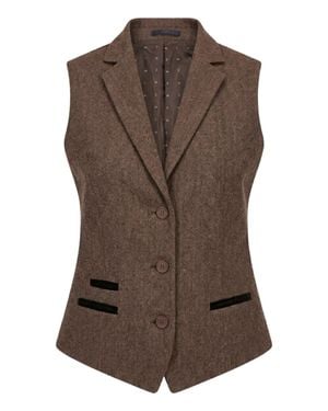 TruClothing Tweed Waistcoat Herringbone Slim Fit Work Office Vest - Brown