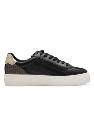 TMRS Tamaris Faux Leather Fashion Lace Up Sneakers - Black