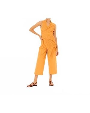 Kourbela Crop Asymmetrical Knit Cardigan - Orange