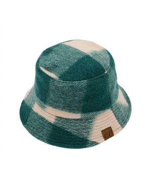 Cc Checkered Pattern Fleece Bucket Hat - Green