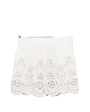 MC2 Saint Barth High-Waisted Relaxed-Fit Shorts With Eyelet Embroidery - White