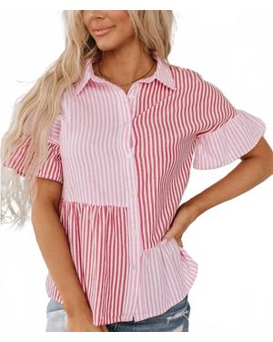Liam & Company Alani Button Up Shirt - Pink