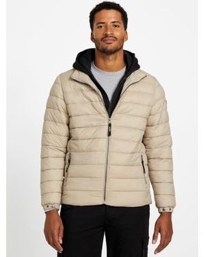 Guess Harrison Hooded Quilted Jacket - Blue