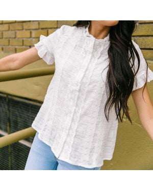 Hayden LA Sybil Lace Button-Down Blouse - White