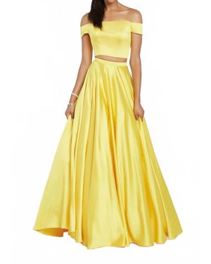 Alyce Paris Off The Shoulder Two Piece Satin Ball Gown - Yellow